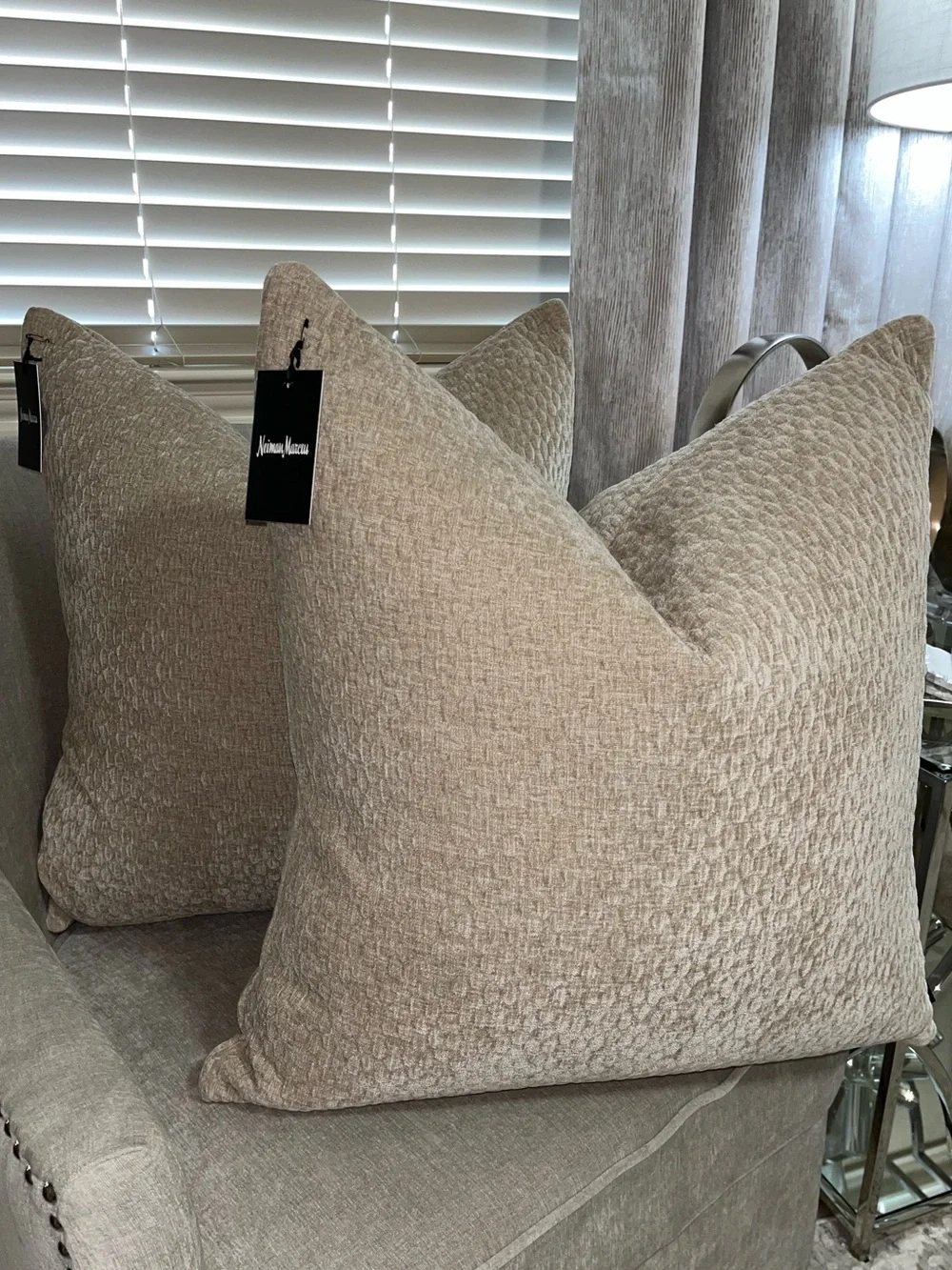 1-NWT NEIMAN MARCUS TEXTURE VELVET DESIGN DECORATIVE PILLOW (NH6200)